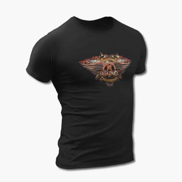 Aerosmith T-Shirt, Aerosmith Logo Artwork Black Tee Shirt
