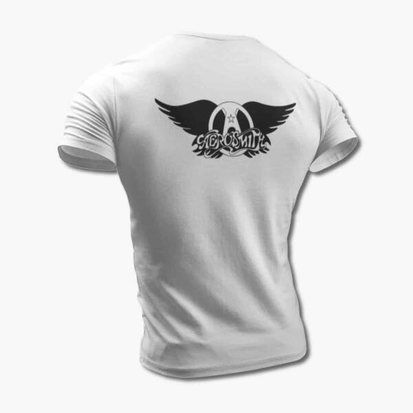 Aerosmith T-Shirt, Aerosmith Logo Artwork White Tee Shirt