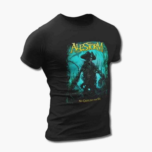 Alestorm Band T-Shirt, Alestorm No Grave But The Sea Cover Artwork Black Tee Shirt