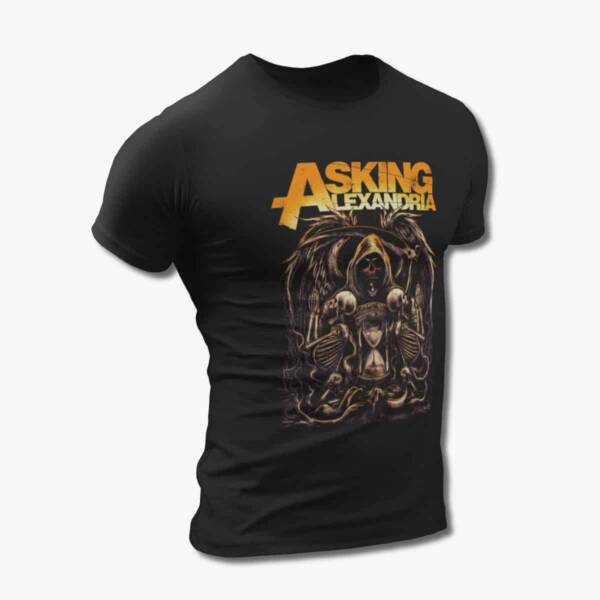 Asking Alexandria T-Shirt, Asking Alexandria Skull Artwork Black Tee Shirt