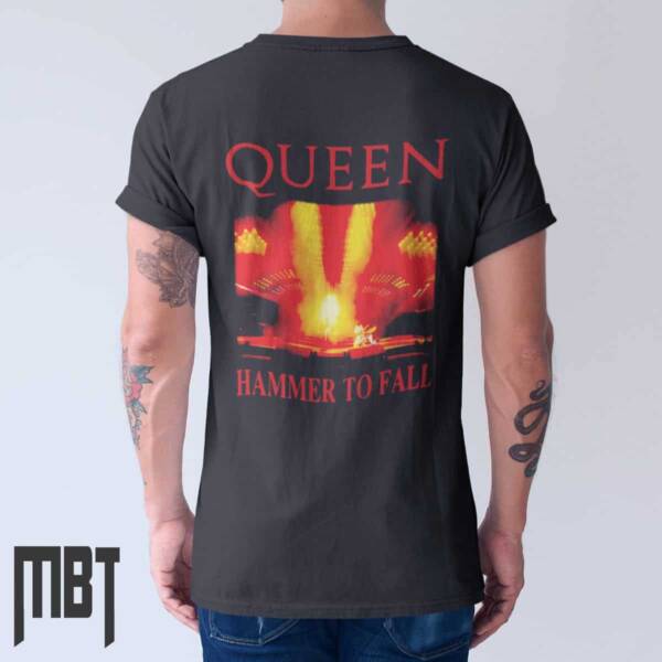 Quenn Band T-Shirt, Quenn Hammer To Fall Cover Tee-Shirt, Heavy Metal Merch - Image 2