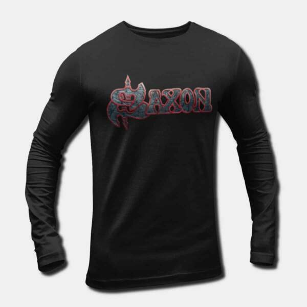Saxon Band Long Sleeve T-Shirt, Saxon Logo Longsleeve Tee, NWOBHM, Heavy Metal Merch