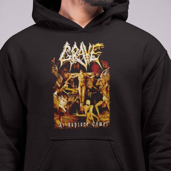 Grave Band Hoodie, Grave As Rapture Comes Artwork Hooded Sweatshirt, Death Metal Merch