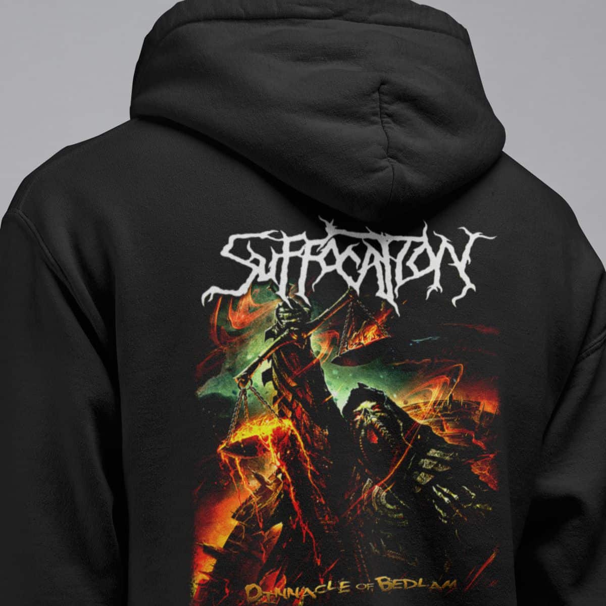 Suffocation Band Hoodie, Suffocation Pinnacle Of Bedlam Artwork Hooded Sweatshirt, Technical Death Metal Merch - Image 2