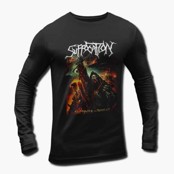 Suffocation Band Long Sleeve T-Shirt, Suffocation Pinnacle Of Bedlam Artwork Longsleeve Tee Shirt, Technical Death Metal Merch
