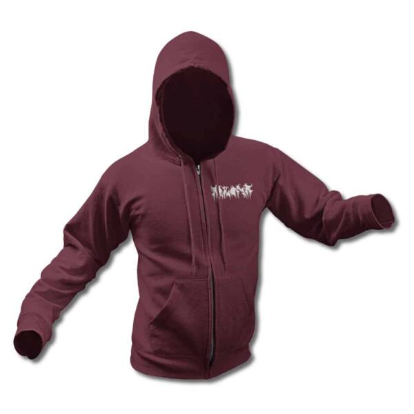 Arkona Zip Up Hoodie, Arkona Logo Claret Red Zipper Hooded Sweatshirt