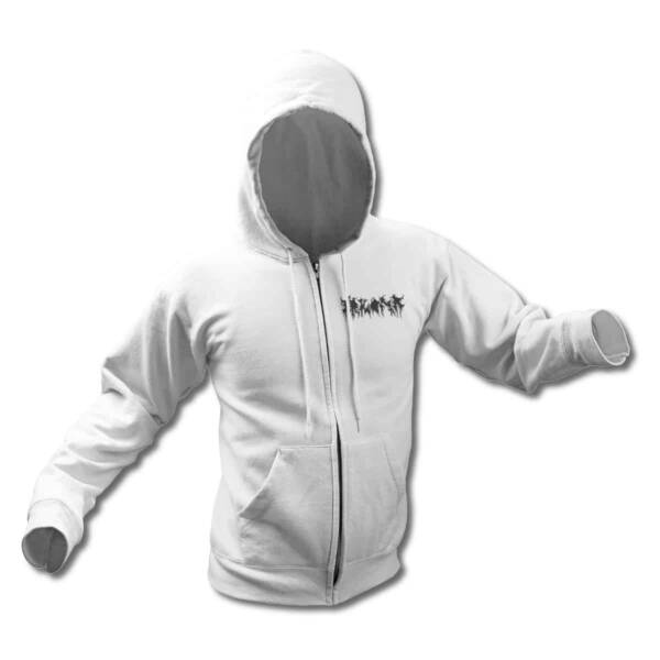 Arkona Zip Up Hoodie, Arkona Logo White Zipper Hooded Sweatshirt