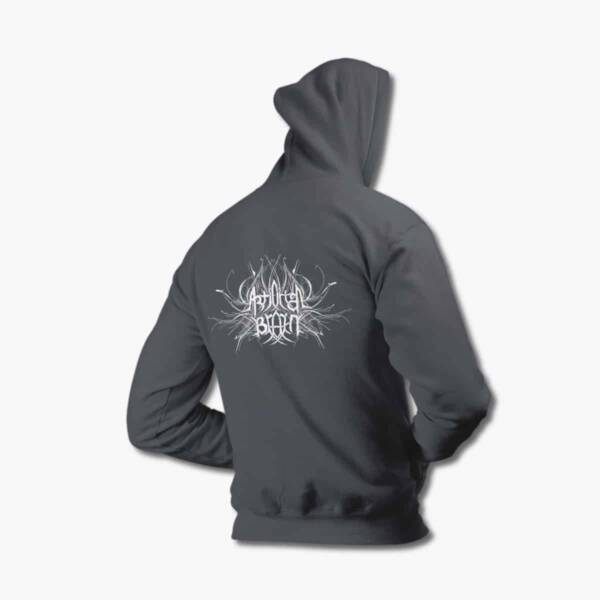 Artificial Brain Zip Up Hoodie, Artificial Brain Logo Charcoal Zipper Hooded Sweatshirt