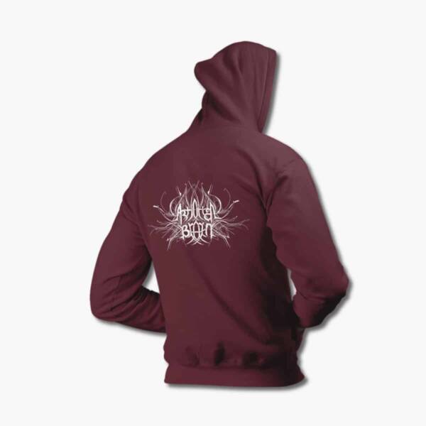 Artificial Brain Zip Up Hoodie, Artificial Brain Logo Claret Red Zipper Hooded Sweatshirt