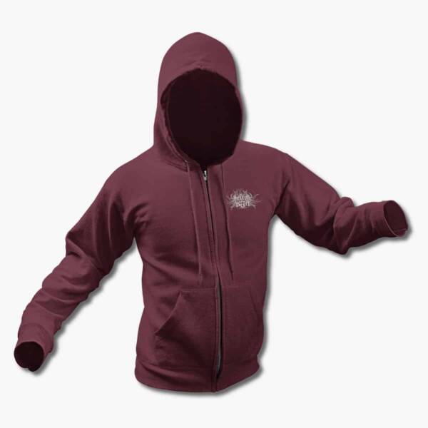 Artificial Brain Zip Up Hoodie, Artificial Brain Logo Claret Red Zipper Hooded Sweatshirt