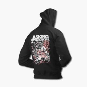 Asking Alexandria Zip Up Hoodie, Asking Alexandria Artwork Black Zipper Hooded Sweatshirt