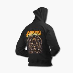 Asking Alexandria Zip Up Hoodie, Asking Alexandria Artwork Black Zipper Hooded Sweatshirt