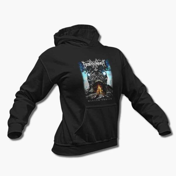 Borknagar Band Hoodie, Borknagar Winter Thrice Artwork Black Hooded Sweatshirt, Progressive Viking Metal, Folk Metal Merchandise