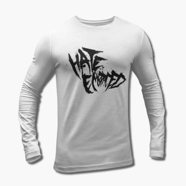 Hate Embraced Band Long Sleeve T-Shirt, Hate Embraced Logo White Longsleeve Tee Shirt, Deathcore Merchandise