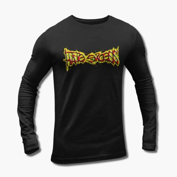 Hate Excess Band Long Sleeve T-Shirt, Hate Excess Logo Black Longsleeve Tee Shirt, Metalcore, Death Metal Merchandise