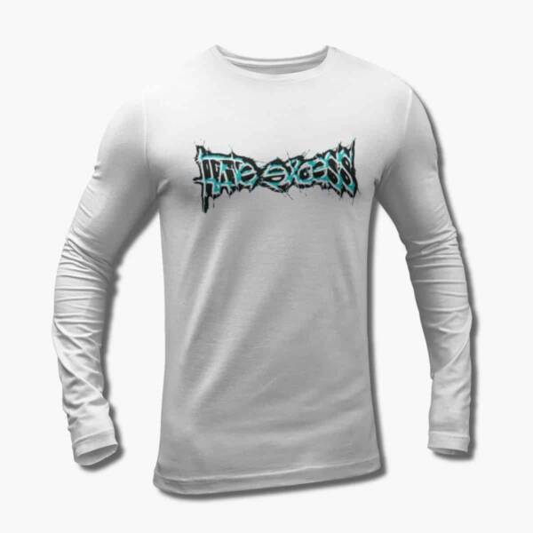 Hate Excess Band Long Sleeve T-Shirt, Hate Excess Logo White Longsleeve Tee Shirt, Metalcore, Death Metal Merchandise