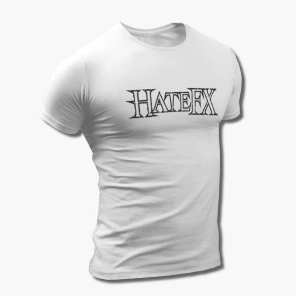 Hate FX Band T-Shirt, Hate FX Logo White Tee Shirt, Thrash Metal, Groove Metal Merchandise