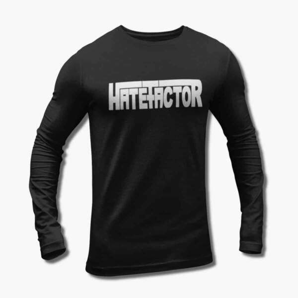 Hate Factor Band Long Sleeve T-Shirt, Hate Factor Logo Black Longsleeve Tee Shirt, Death Metal, Thrash Metal Merchandise