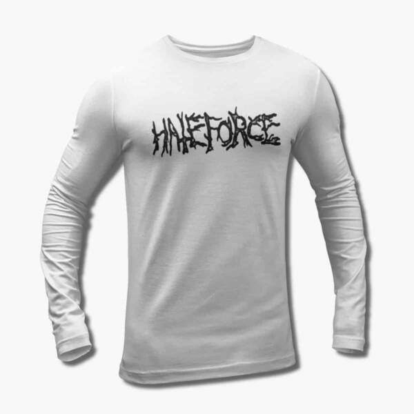 Hate Force Band Long Sleeve T-Shirt, Hate Force Logo White Longsleeve Tee Shirt, Death Metal Merchandise