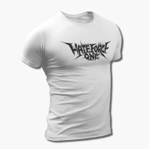 Hate Force One Band T-Shirt, Hate Force One Logo White Tee Shirt, Death Metal, Thrash Metal Merchandise