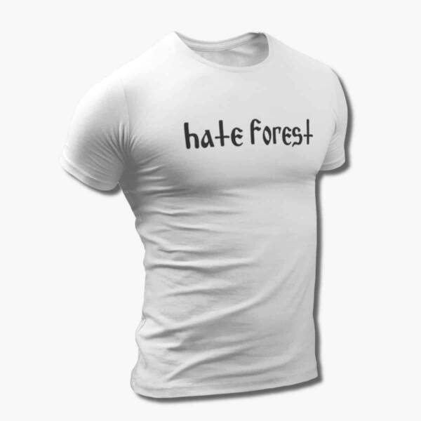 Hate Forest Band T-Shirt, Hate Forest Logo White Tee Shirt, Black Metal, Ambient Metal Merchandise