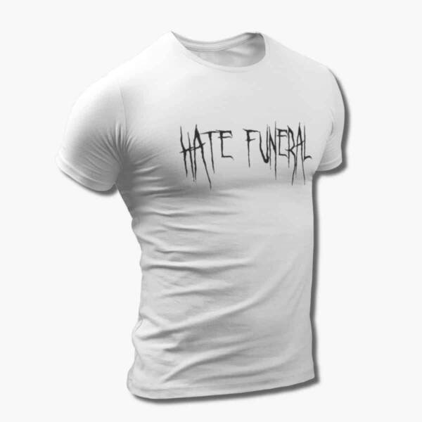Hate Funeral Band T-Shirt, Hate Funeral Logo White Tee Shirt, Black Metal Merchandise
