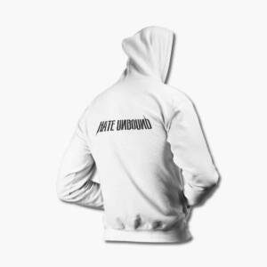 Hate Unbound Zip Up Hoodie, Hate Unbound Logo White Zipper Hooded Sweatshirt, Death Metal, Thrash Metal, Groove Metal Band, United States, Back