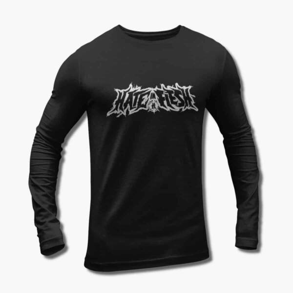 Hate in Flesh Band Long Sleeve T-Shirt, Hate in Flesh Logo Black Longsleeve Tee Shirt, Melodic Death Metal Merchandise