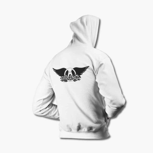 Aerosmith Hoodie, Aerosmith Logo Artwork White Hooded Sweatshirt