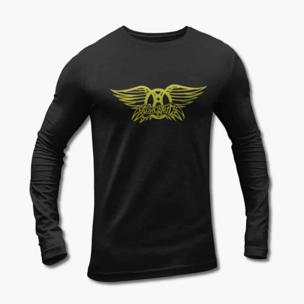 Aerosmith Long Sleeve T-Shirt, Aerosmith Logo Artwork Black Longsleeve Tee Shirt