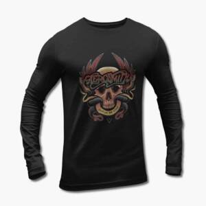Aerosmith Long Sleeve T-Shirt, Aerosmith Logo Artwork Black Longsleeve Tee Shirt