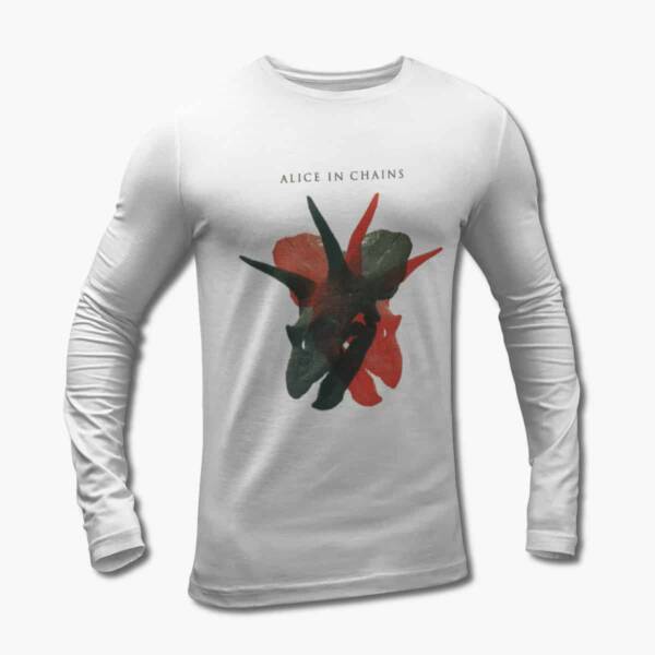 Alice In Chains Long Sleeve T-Shirt, Alice In Chains The Devil Put Dinosaurs Here Artwork White Longsleeve Tee Shirt