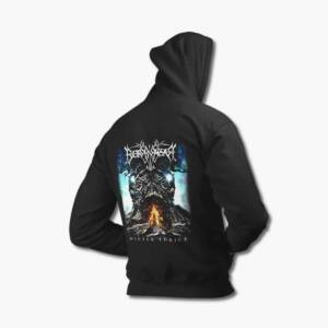Borknagar Zip Up Hoodie, Borknagar Winter Thrice Artwork Black Zipper Hooded Sweatshirt, Folk Metal, Black Metal, Norway, Back