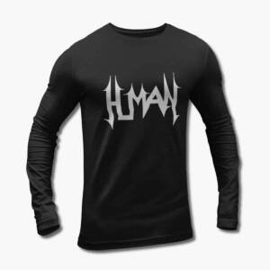 Human Long Sleeve T-Shirt, Human Logo Black Longsleeve Tee Shirt, Technical Death Metal, Death Metal, Italy, front