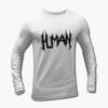 Human Long Sleeve T-Shirt, Human Logo White Longsleeve Tee Shirt, Technical Death Metal, Death Metal, Italy, front
