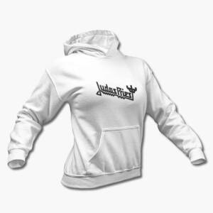 Judas Priest Hoodie, Judas Priest Logo White Hooded Sweatshirt