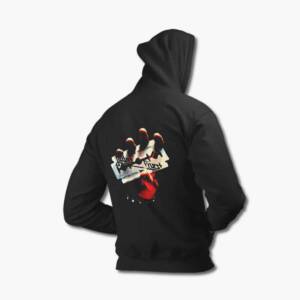 Judas Priest Zip Up Hoodie, Judas Priest British Steel Black Zipper Hooded Sweatshirt