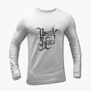 Positiv Hate Long Sleeve T-Shirt, Positiv Hate Logo White Longsleeve Tee Shirt, Heavy Metal, Black Metal, Death Metal, Symphonic Metal, France, front