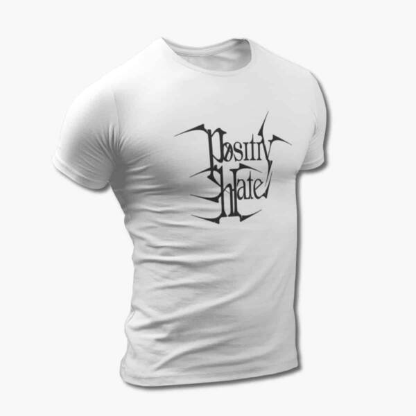 Positiv Hate T-Shirt, Positiv Hate Logo White Tee Shirt, Heavy Metal, Black Metal, Death Metal, Symphonic Metal, France, front
