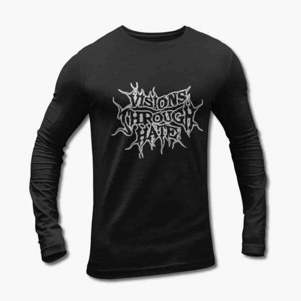Visions Through Hate Long Sleeve T-Shirt, Visions Through Hate Logo Black Longsleeve Tee Shirt