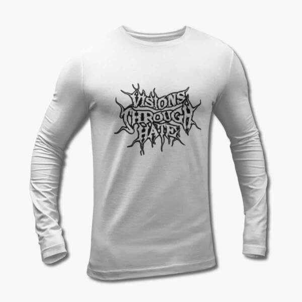 Visions Through Hate Long Sleeve T-Shirt, Visions Through Hate Logo White Longsleeve Tee Shirt
