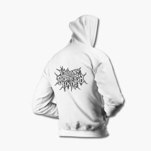 Visions Through Hate Zip Up Hoodie, Visions Through Hate Logo White Zipper Hooded Pullover