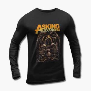 Asking Alexandria Long Sleeve T-Shirt, Asking Alexandria Skull Artwork Black Longsleeve Tee Shirt