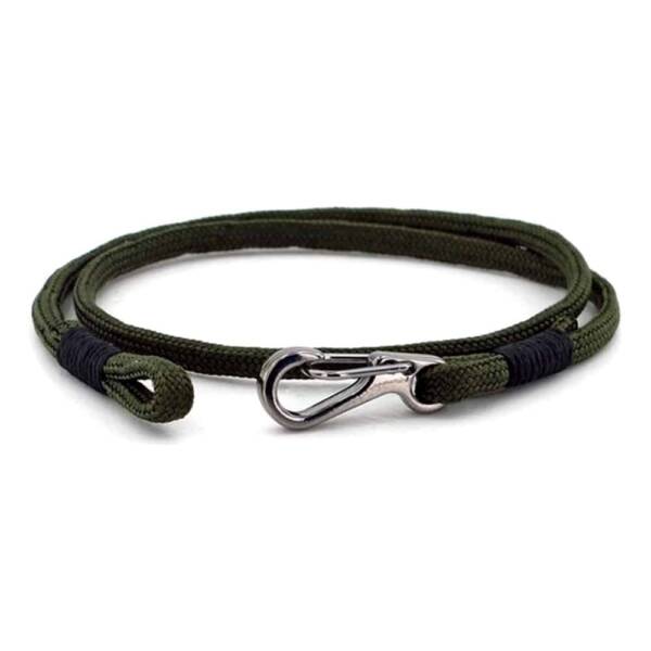 Wrap Paracord Bracelet with Metal Hook, Khaki Green
