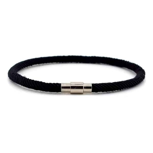 Single Row, Slim Design, Black Braided Cord Bracelet