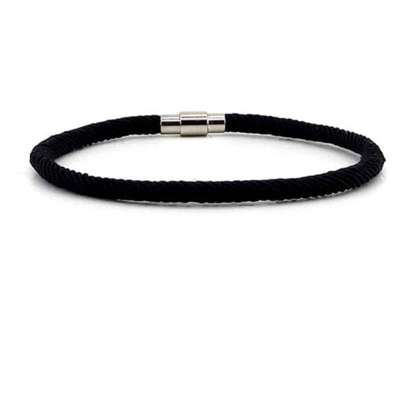 Single Row, Slim Design, Black Braided Cord Bracelet