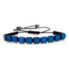 Square Blue Color Hematite Natural Stone, Braid Bracelet