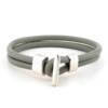 Gray Genuine Leather Bracelet with Metal Hook