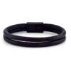 Double Row Black Leather Bracelet