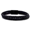 Double Row Black Leather Bracelet
